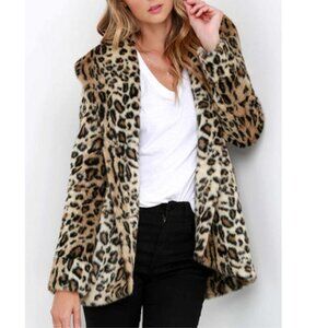 Amuse Society Teagan Leopard Print Faux Fur Coat